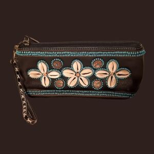 🥥🌴Isabella Fiore Seashell &  Coconut Baubles Wristlet / Makeup Bag - NWOT